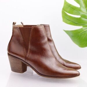 Lucky Brand Brown Genuine Leather Western Ankle Booties